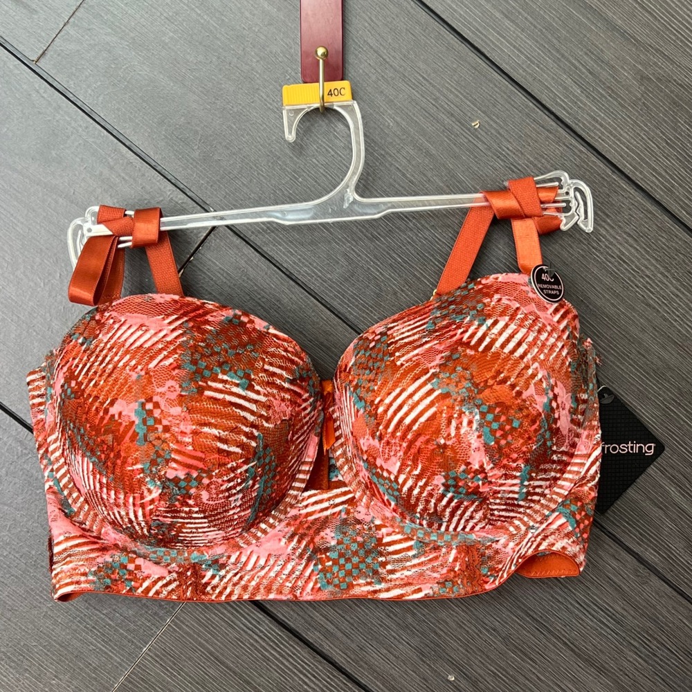 Body‎ Frosting Women's Bustier Bra Longline Lace Floral Print 40D NWT